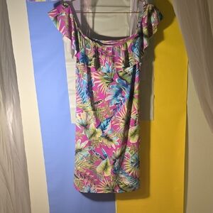 Tommy Bahama Pink and Green tropical print dress